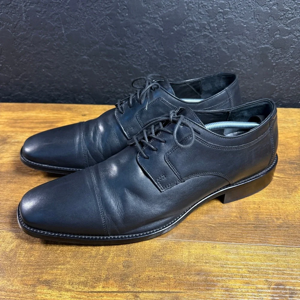 J. Murphy Johnston & Murphy 59-11567 Black Leather Cap Toe Oxford Mens 13M